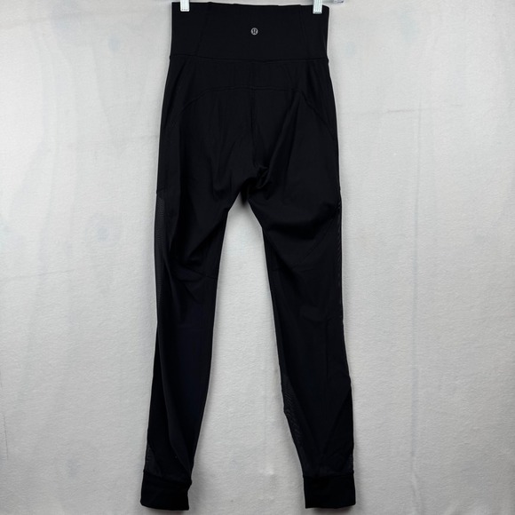 Lululemon Black Wunder Under Running Leggings High Rise Mesh Detail Size 6 - Picture 1 of 10